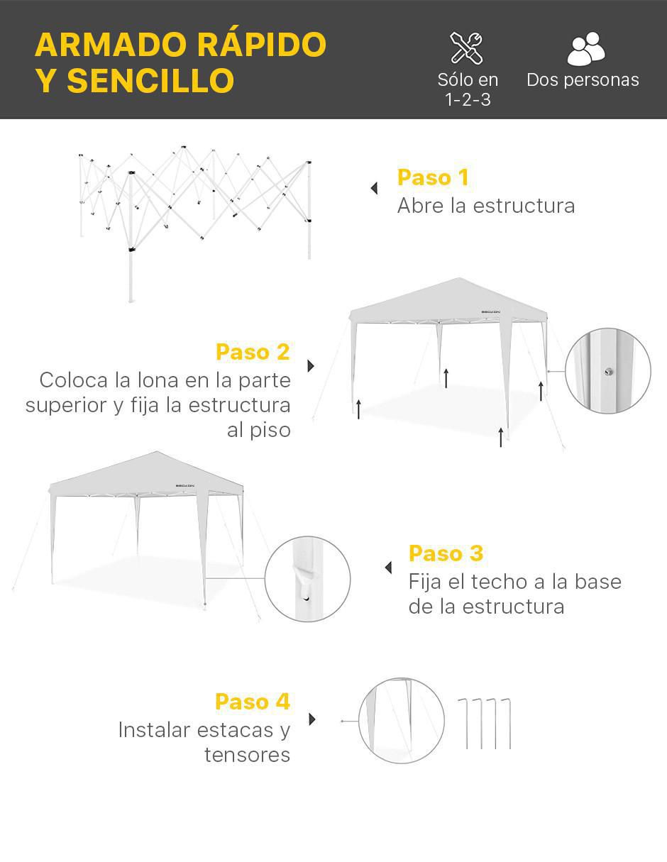 Carpa ancho 300 cm x largo 300 cm 8