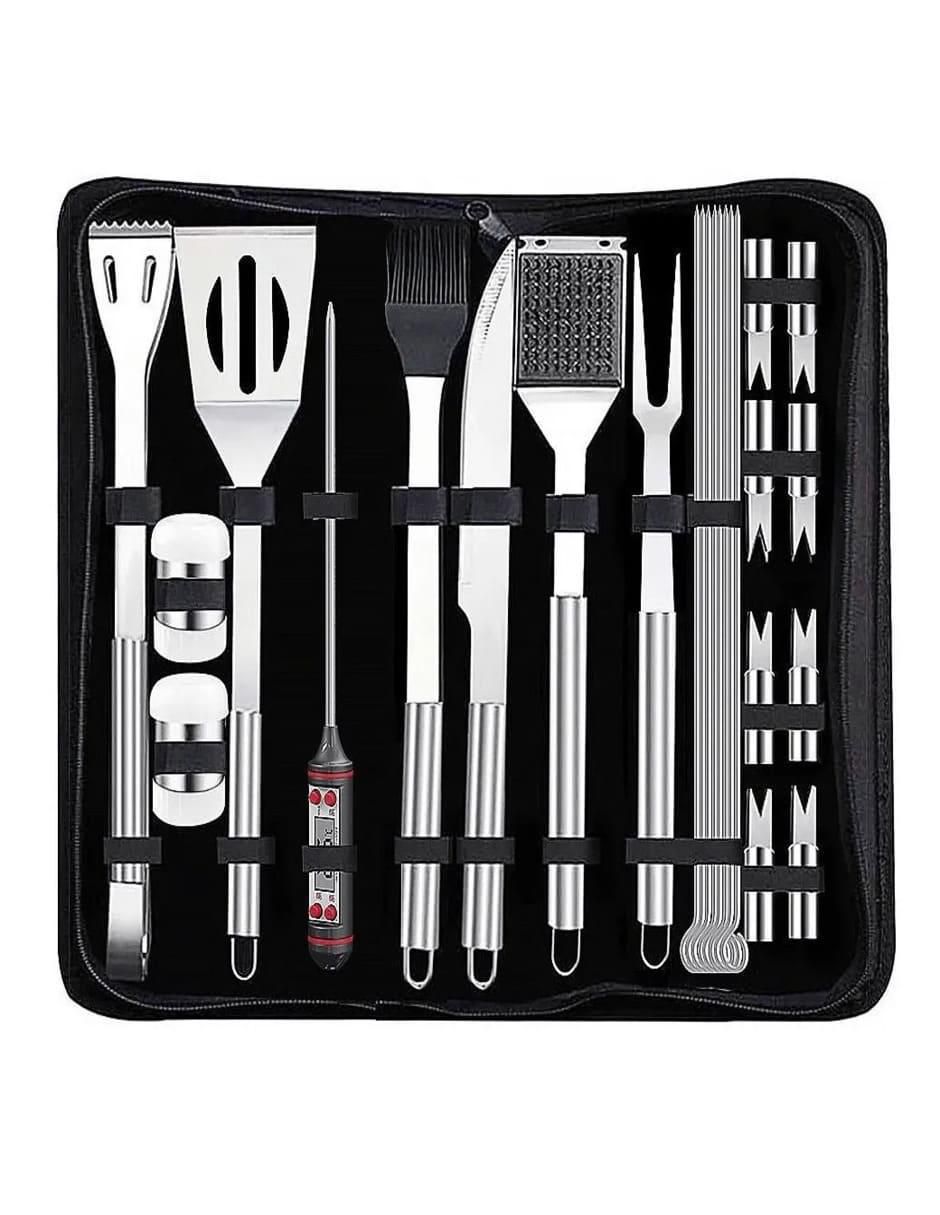 Set utensilios para asar de acero inoxidable Set utensilios para asar de acero inoxidable