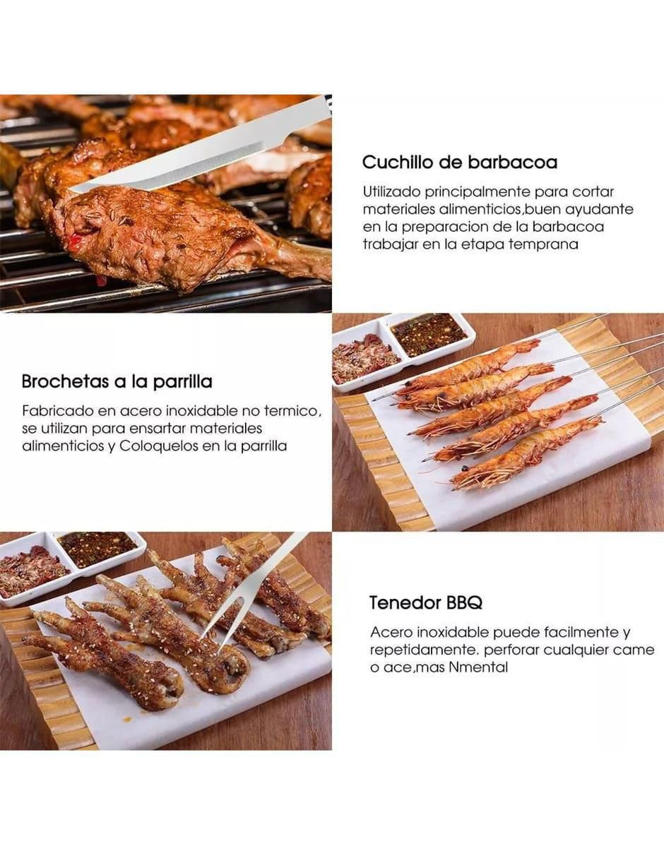 Set utensilios para asar de acero inoxidable