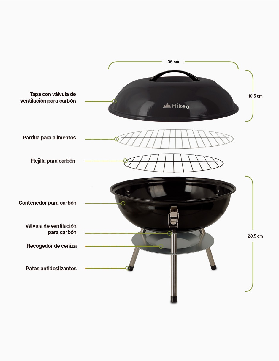 Asador carbón portátil de acero inoxidable 9
