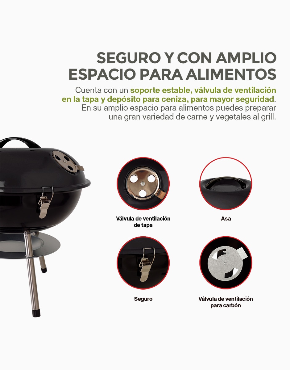 Asador carbón portátil de acero inoxidable 8