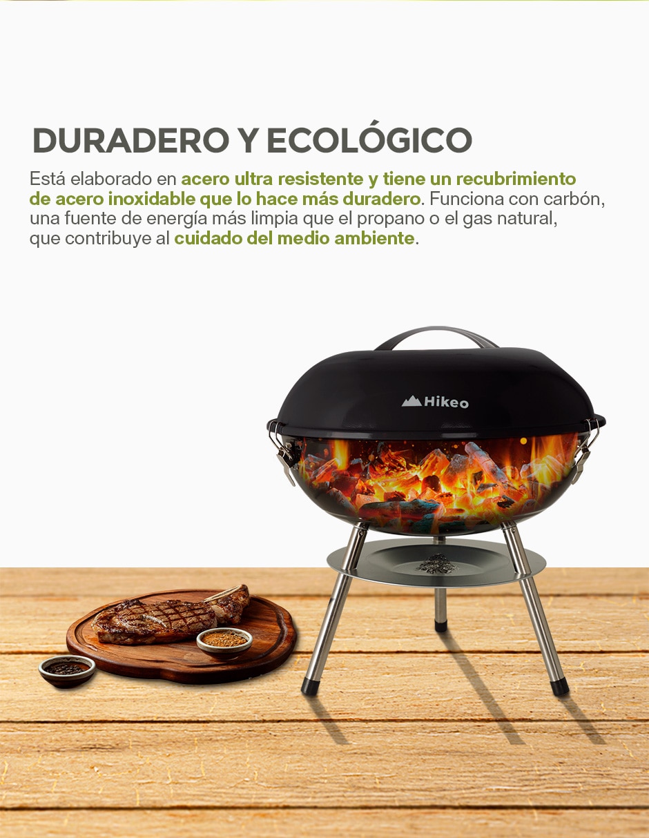 Asador carbón portátil de acero inoxidable 4