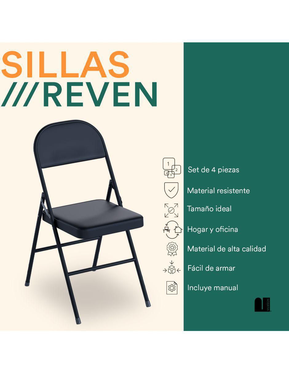 Set de sillas plegables 4 piezas Diseño Plegable de metal 5