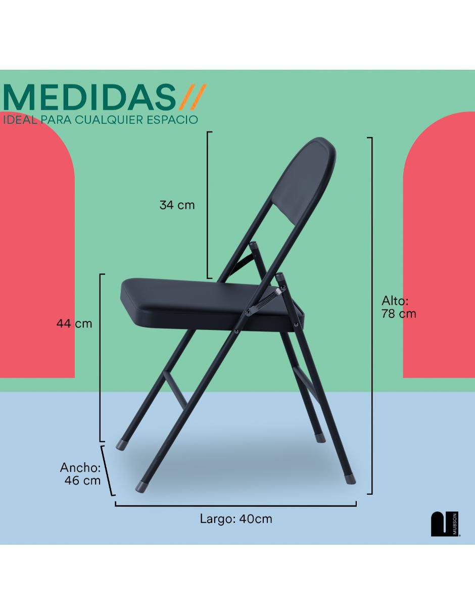 Set de sillas plegables 4 piezas Diseño Plegable de metal 7