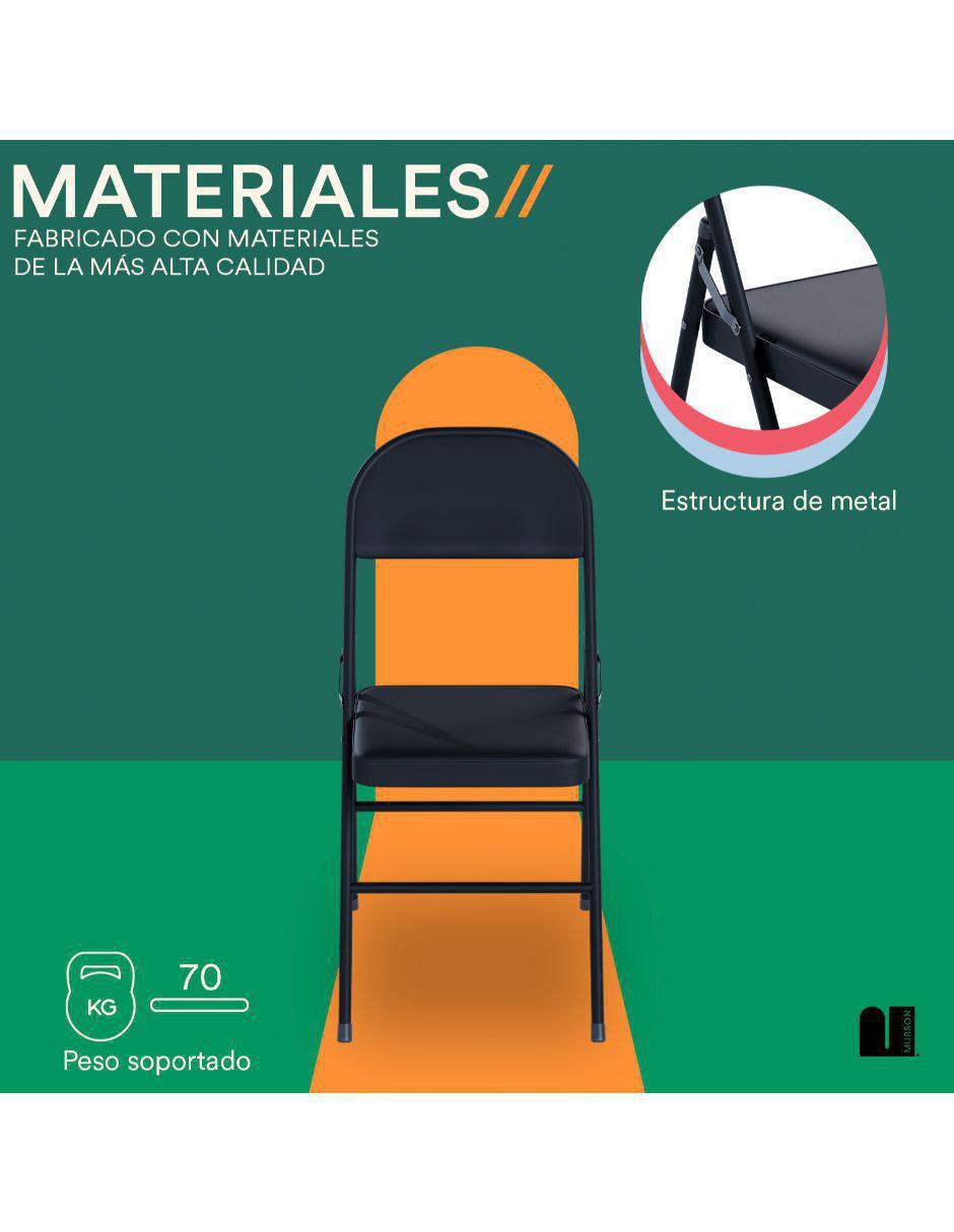 Set de sillas plegables 4 piezas Diseño Plegable de metal 4
