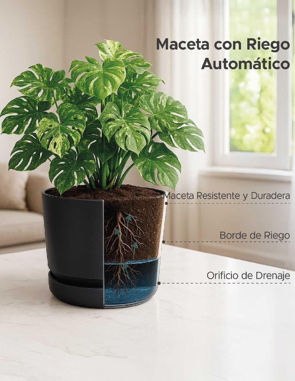 Maceta Elly Decor de plástico con sistema automático de riego 2