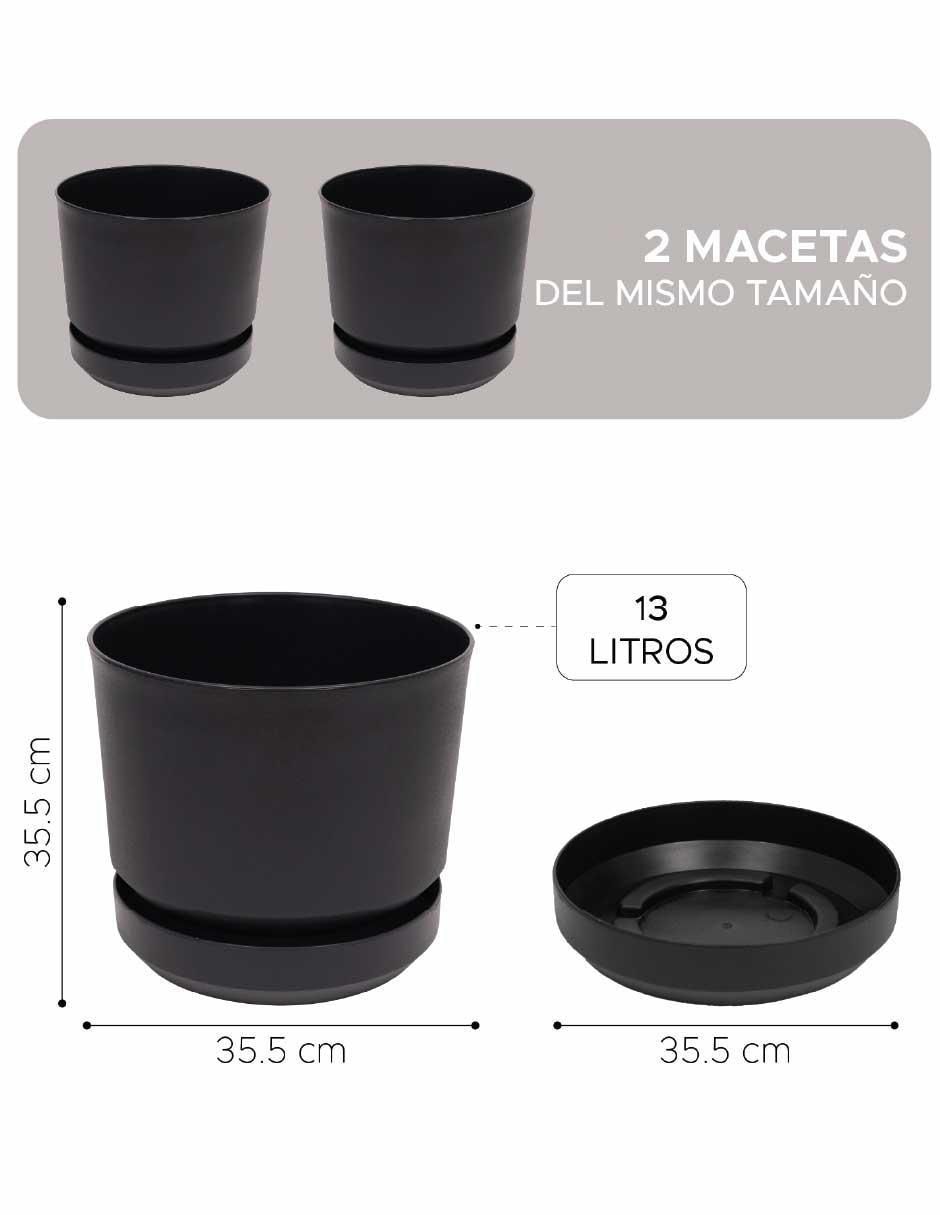 Maceta Elly Decor de plástico con sistema automático de riego 5