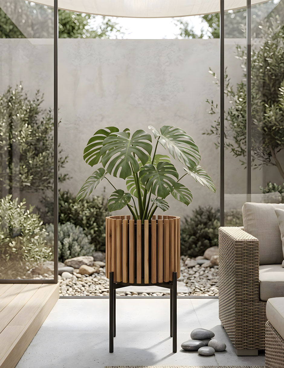 MACETA CON BASE BOSCO, MADERA 5