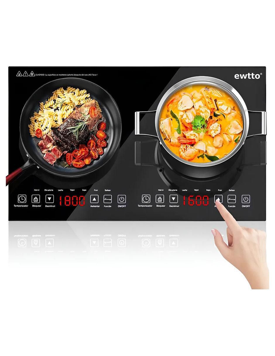Parrilla de inducción ewtto et-h8007 "de" acero inoxidable y vidrio