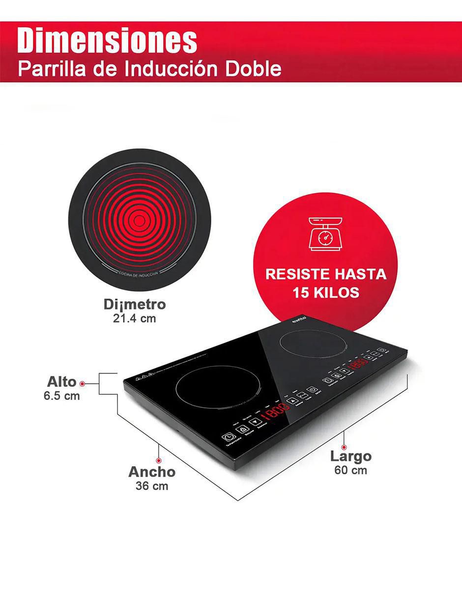Parrilla de inducción ewtto et-h8007 "de" acero inoxidable y vidrio