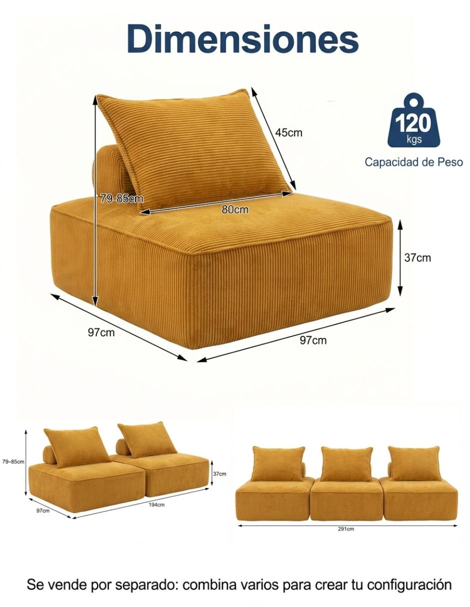 Sillón ZIVA CORDUROY YELLOW 11
