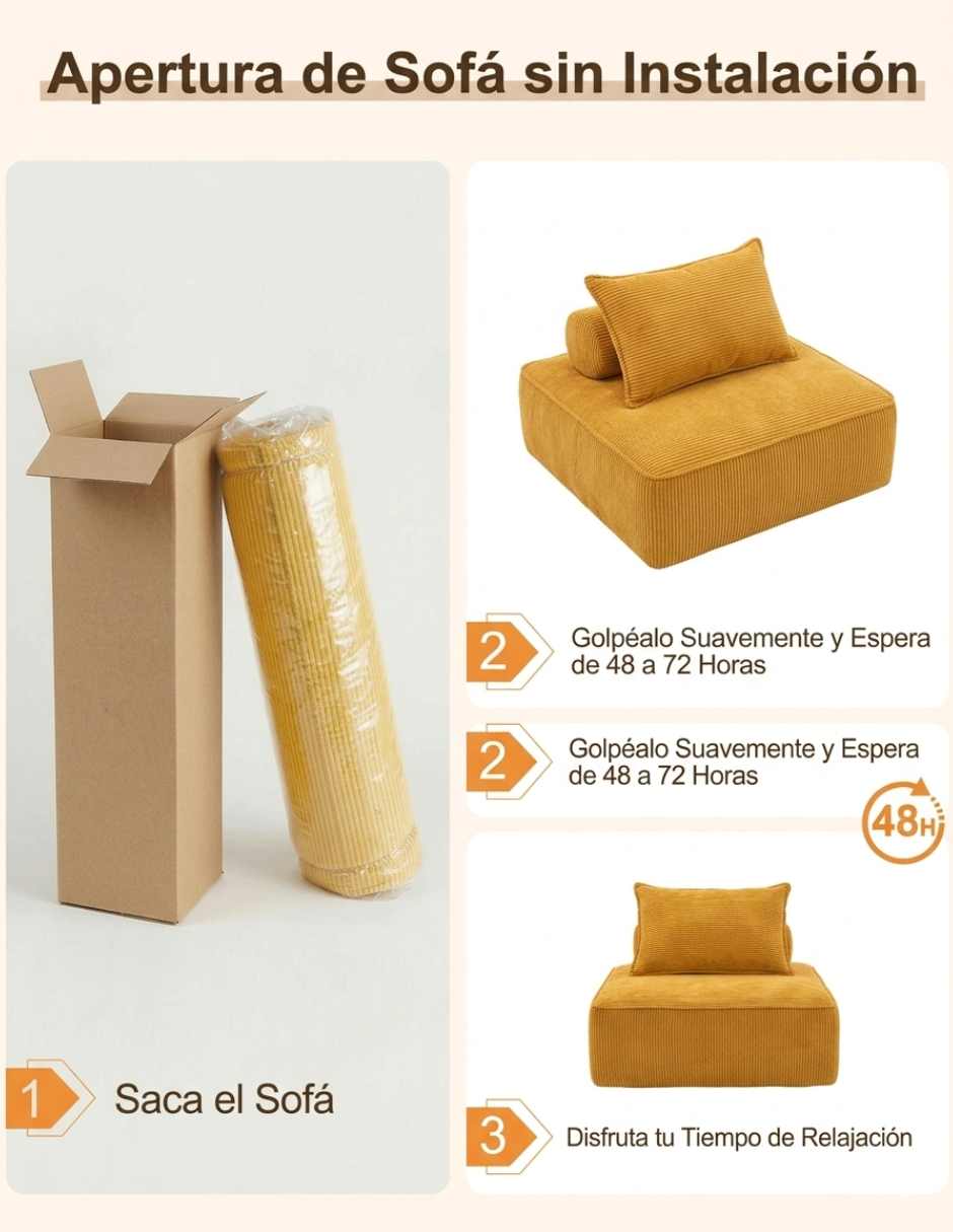 Sillón ZIVA CORDUROY YELLOW 2