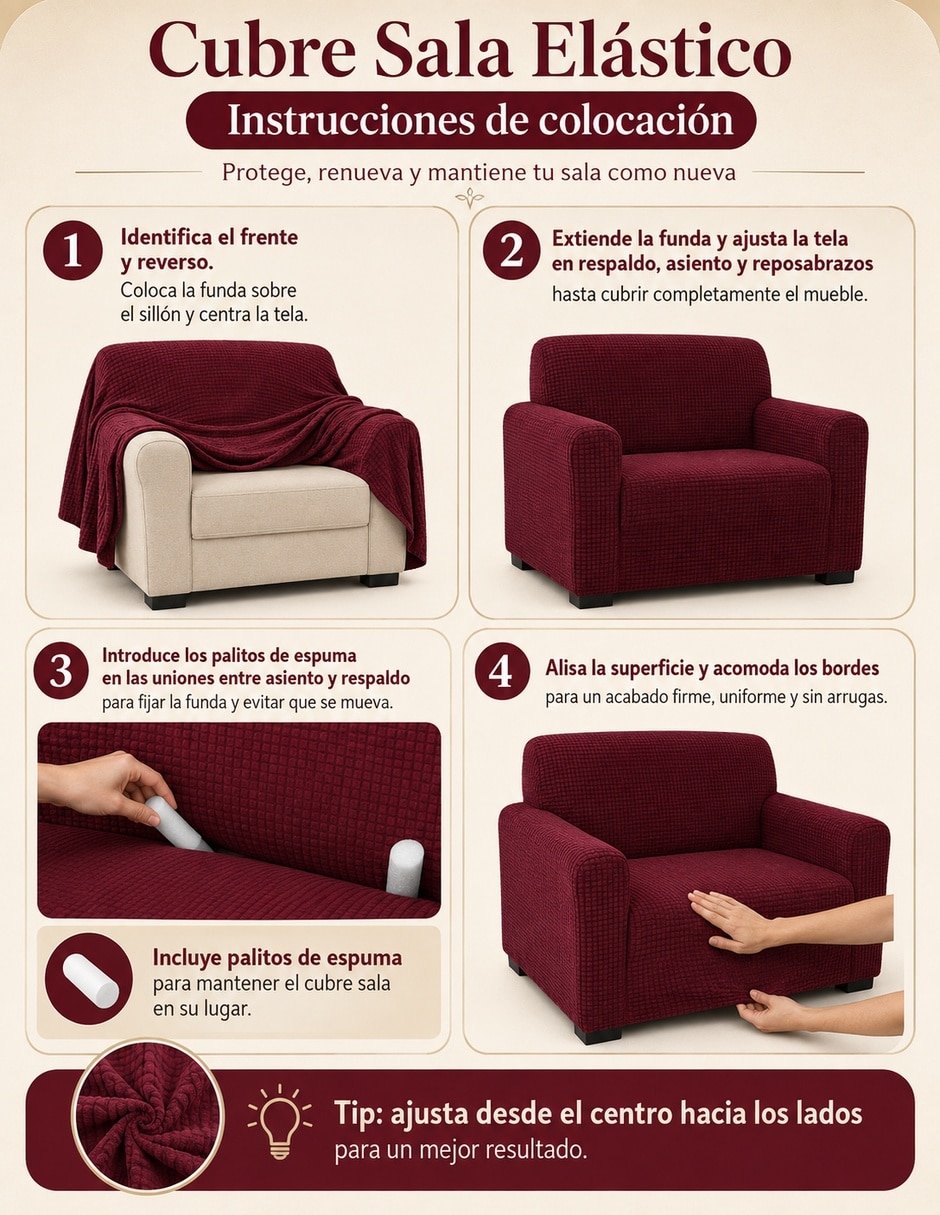 Set funda sillón antideslizante 3 piezas 5