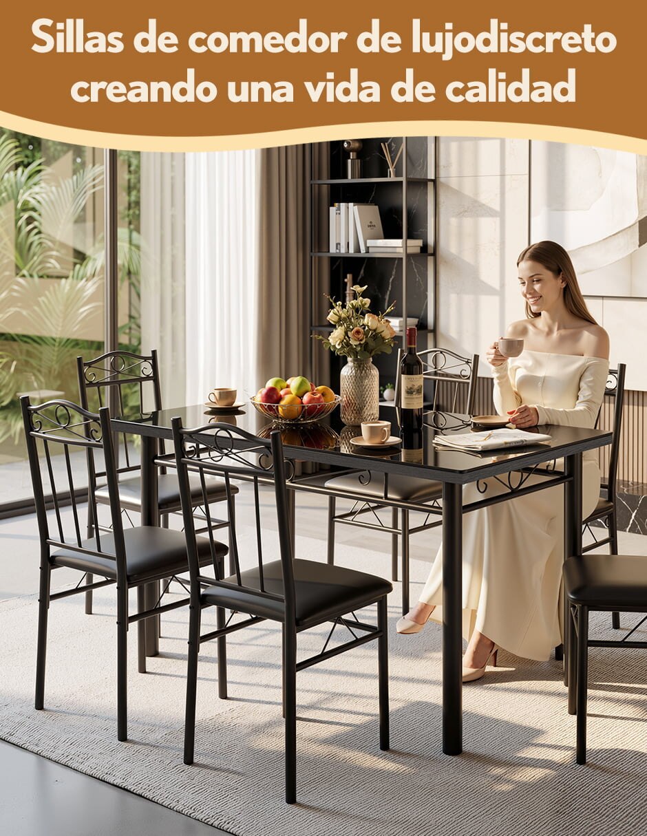 Comedor rectangular vidrio templado para 7 personas de cristal templado 8