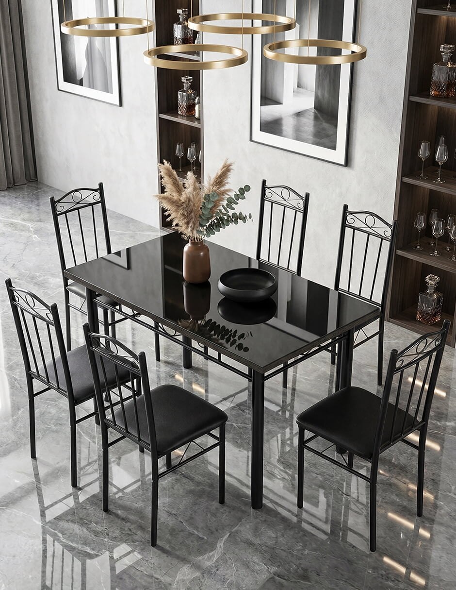 Comedor rectangular vidrio templado para 7 personas de cristal templado 10